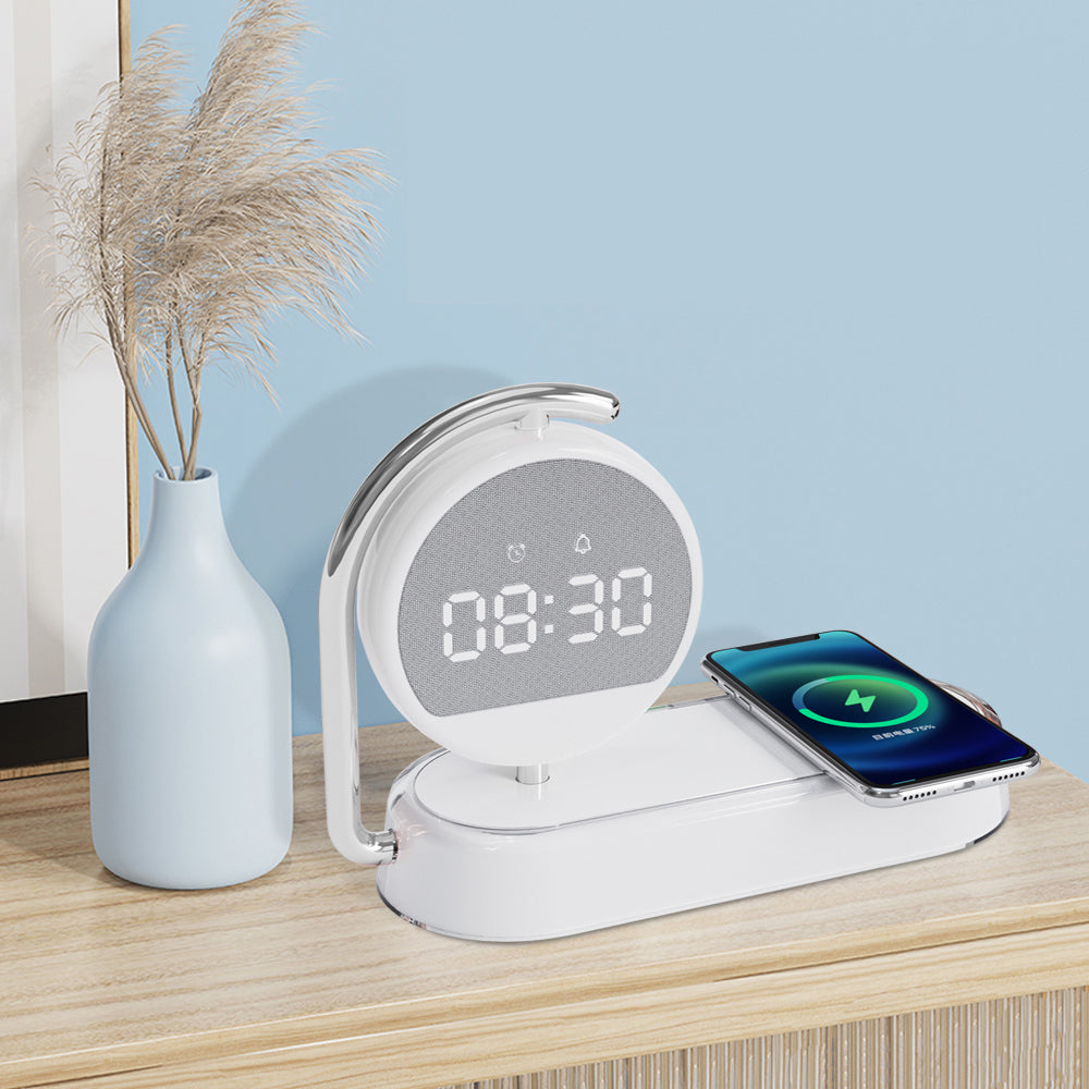 Stazione di Ricarica Wireless 3-in-1 – Sveglia e Luce Notturna