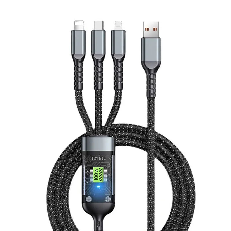 3 In 1 Usb 100w Cavo di ricarica per qualsiasi dispositivo. Ingresso principale USB, con 3 uscite.