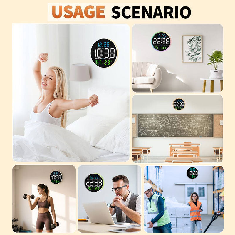 Orologio da Parete Digitale LED 10" – Sveglia e Temperatura