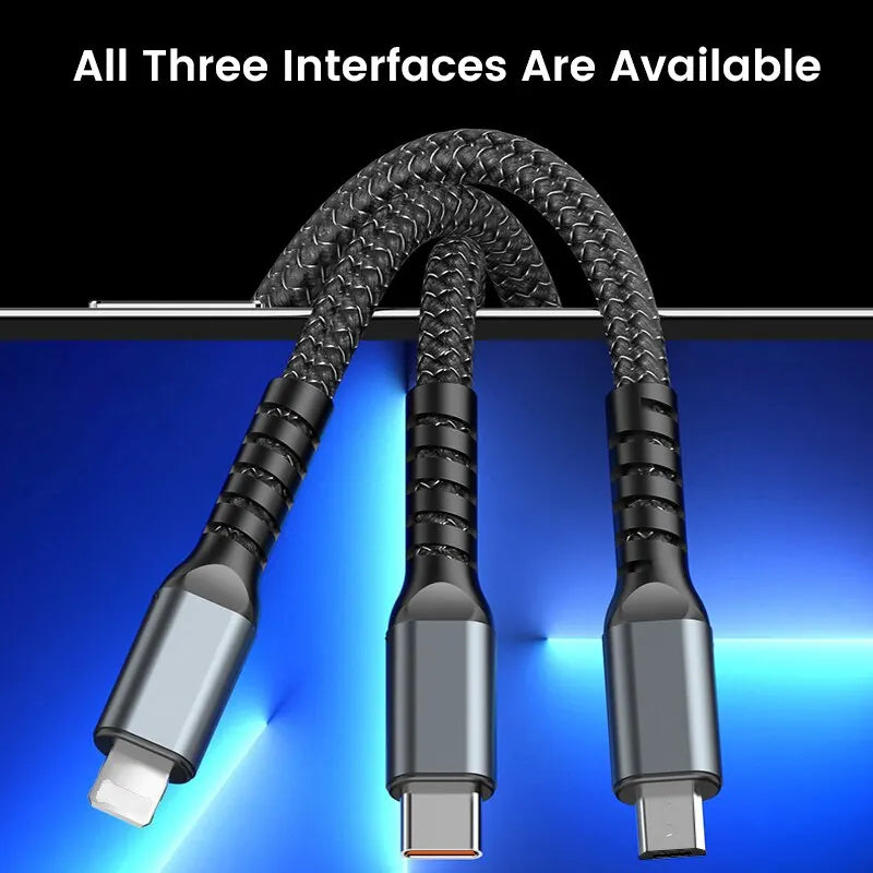 3 In 1 Usb 100w Cavo di ricarica per qualsiasi dispositivo. Ingresso principale USB, con 3 uscite.