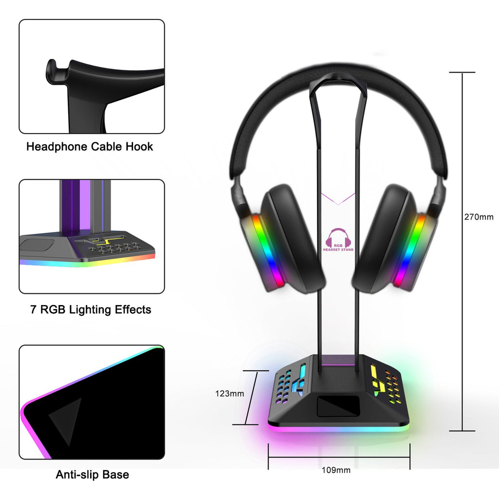 Porta Cuffie da Scrivania con Illuminazione RGB LED