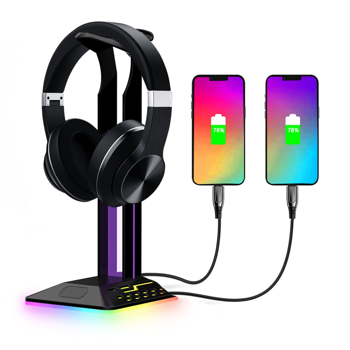 Porta Cuffie da Scrivania con Illuminazione RGB LED