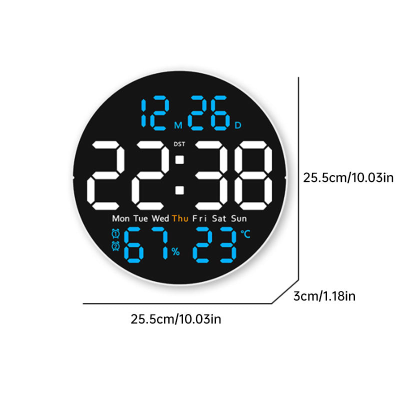 Orologio da Parete Digitale LED 10" – Sveglia e Temperatura